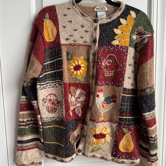 Tiara International Multicolor Patchwork Cardigan | Poshmark