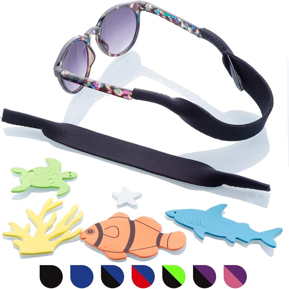 Toddler Baby Sunglasses Glasses Strap 2 Pack - Wide Frame Eyewear Retainer with Deep Sea Stickers | Amazon (US)