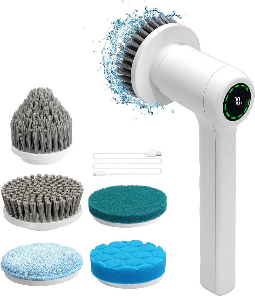 Electric Spin Scrubber Cleaning Brush: Power Spin Scrubber Portable Brush Rechargeable Cleaner Ba... | Amazon (US)