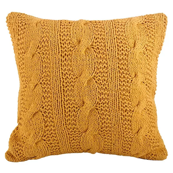 20"x20" Oversize Cable Knit Design Square Throw Pillow - Saro Lifestyle | Target