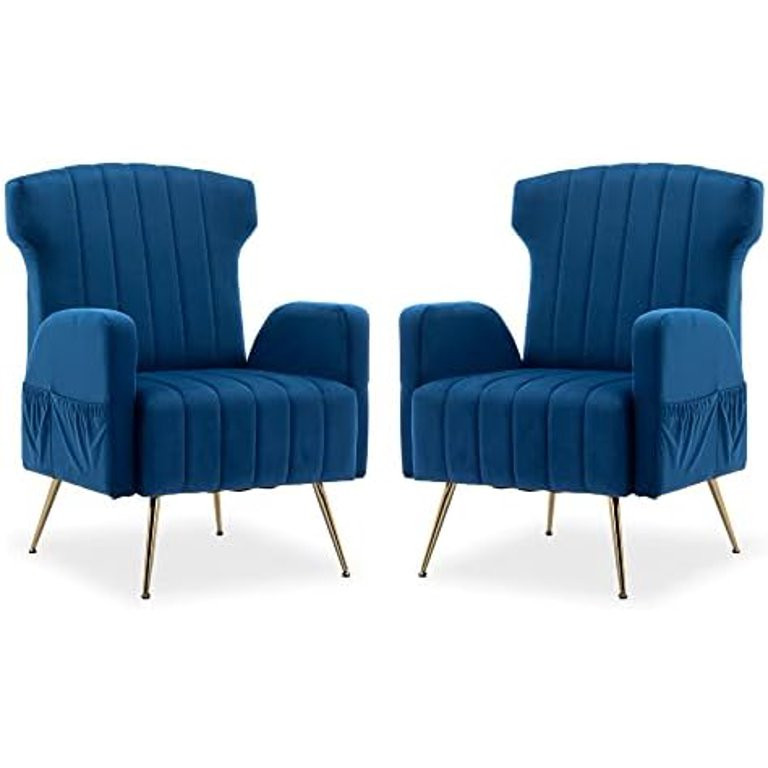 xrboomlife Accent Chairs Set of 2 for Living Room Velvet High Back Comfy Armchair Single Sofa wit... | Walmart (US)