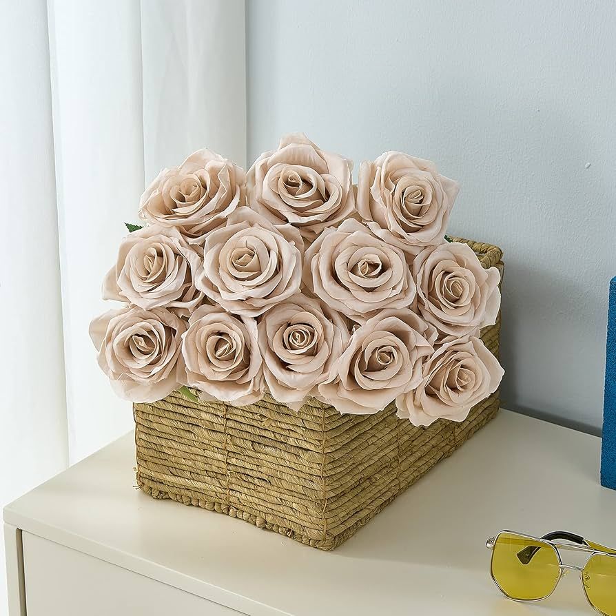Carlita‘s Blooms 15pcs Fake Roses Artificial Silk Flowers Nude Faux Rose Flower Long Stems Bouq... | Amazon (US)