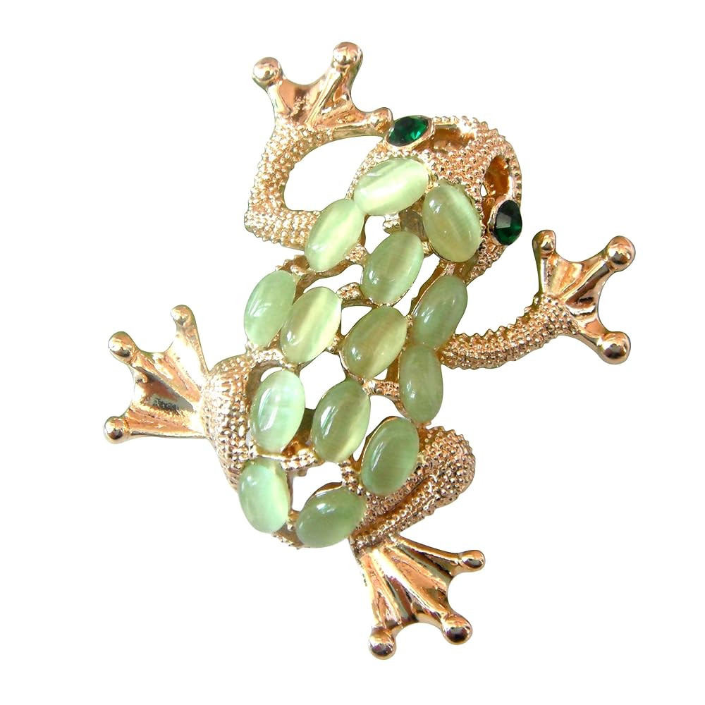 Navachi 18k Gold Plated Oval Opal Crystal Frog Brooch pins | Amazon (US)