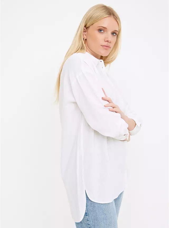 Buy White Relaxed Linen Shirt 18 | Shirts | Tu | Tu Clothing