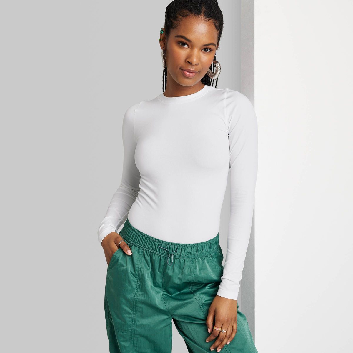 Women's Long Sleeve Seamless Shirt - Wild Fable™ White M | Target