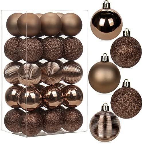 30PCS 2" Christmas Ball Ornaments Shatterproof Brown Christmas Tree Decorations Xmas Tree Balls H... | Amazon (US)
