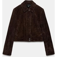 Zara - 100% Suede Leather Jacket - Dark Brown - Xs - Woman | Zara US