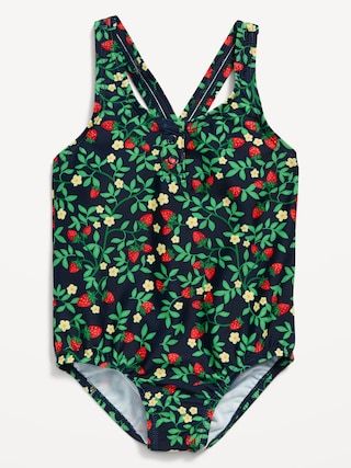 Printed One-Piece Henley Swimsuit for Toddler Girls | Old Navy (US)