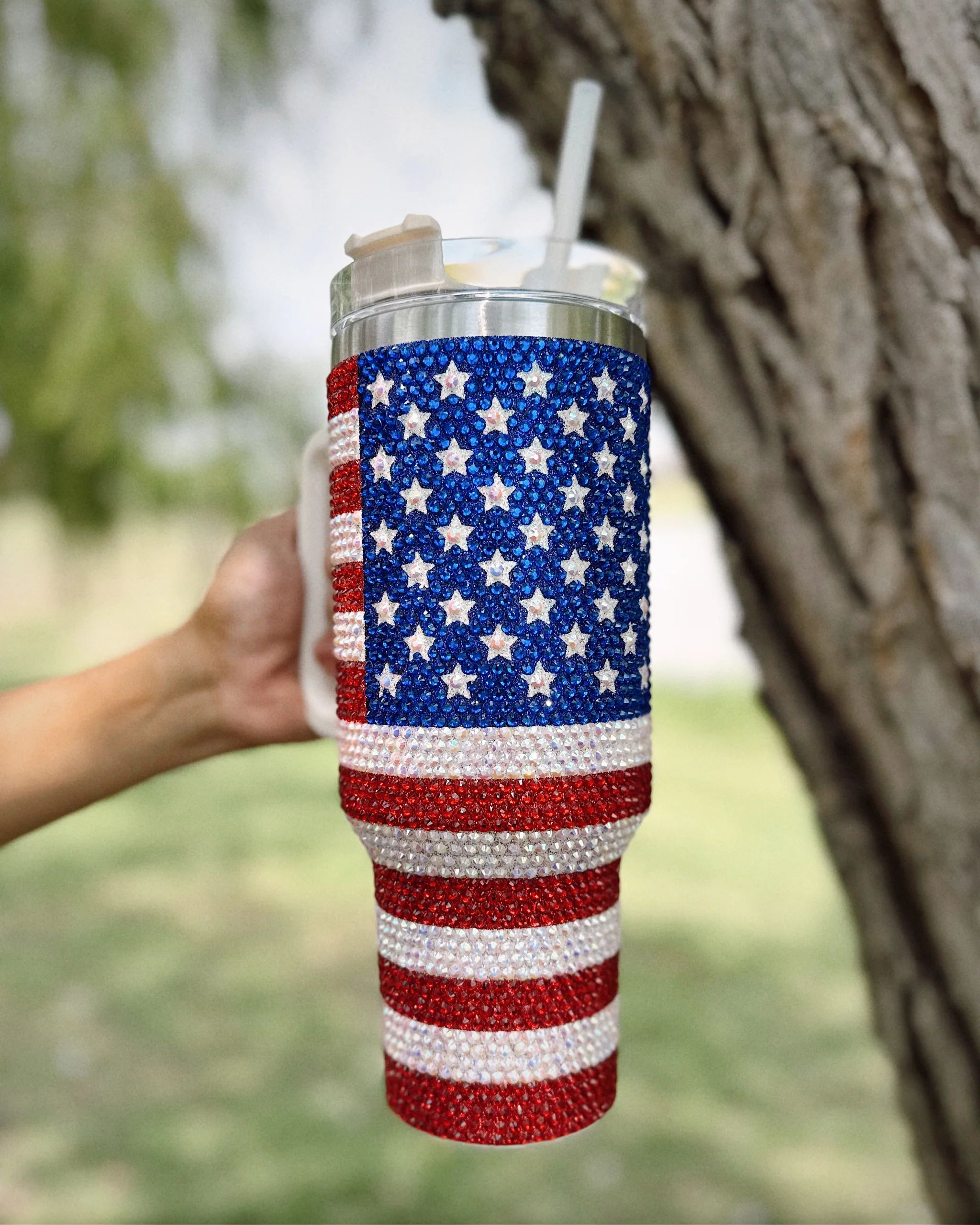 Crystal American Flag "Blinged Out" 40 Oz. Tumbler | Live Love Gameday®