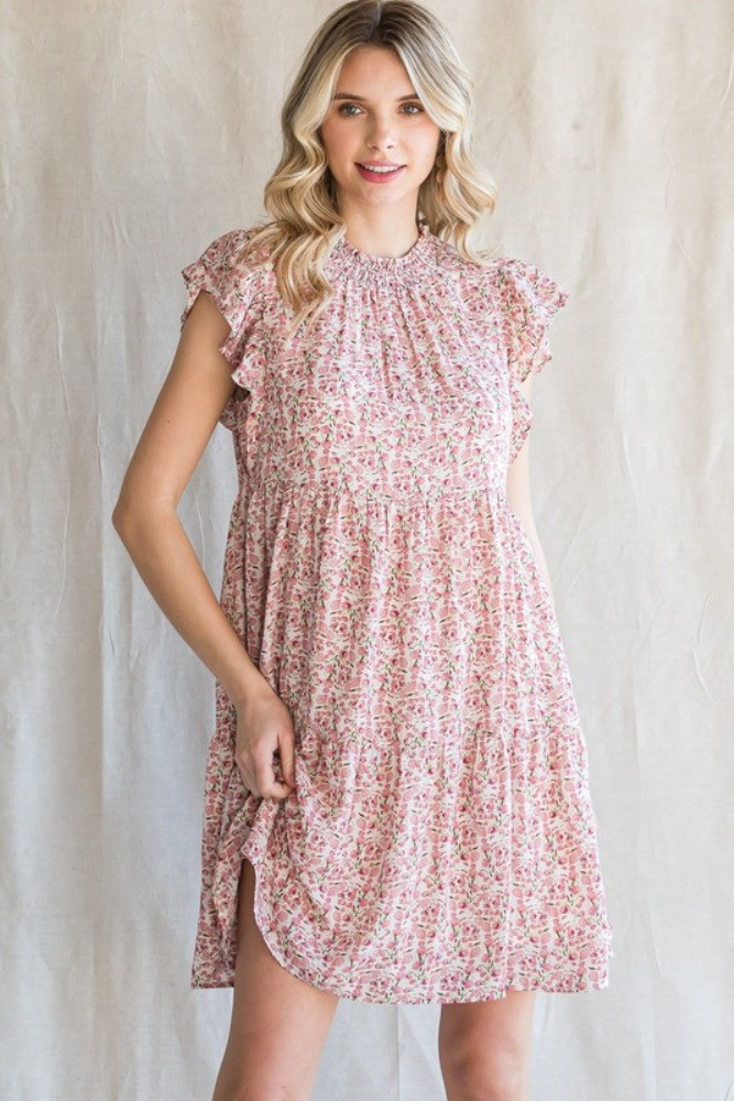 Pink Floral Chiffon Tiered Dress | PinkBlush Maternity