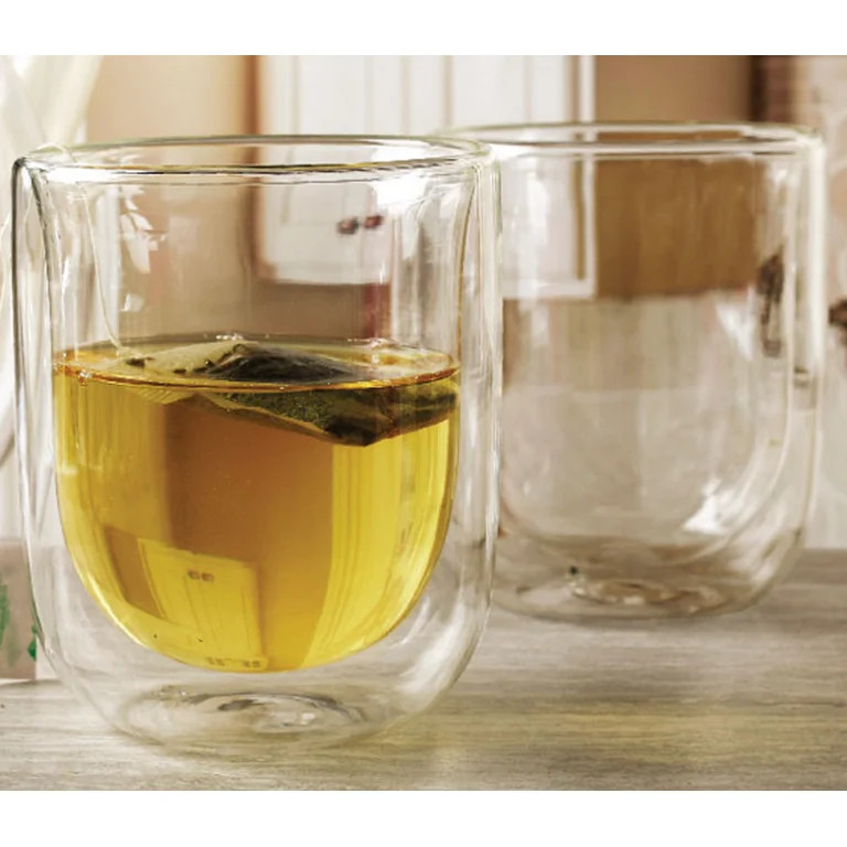 Mainstays Set of 2 Double Wall Insulated Glass Mugs 13.8oz | Walmart (US)
