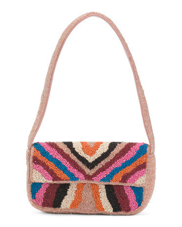 All Over Beaded Shoulder Bag For Women, Leather | TJ Maxx