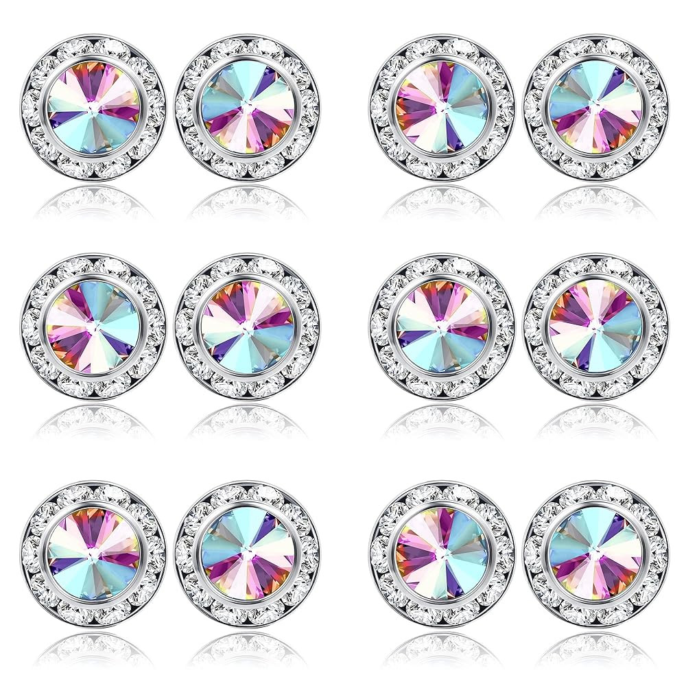 BESTEEL Rhinestone Earrings Round Shaped Acrylic Stone Inside Crystal Halo Stud Earrings for Danc... | Amazon (US)
