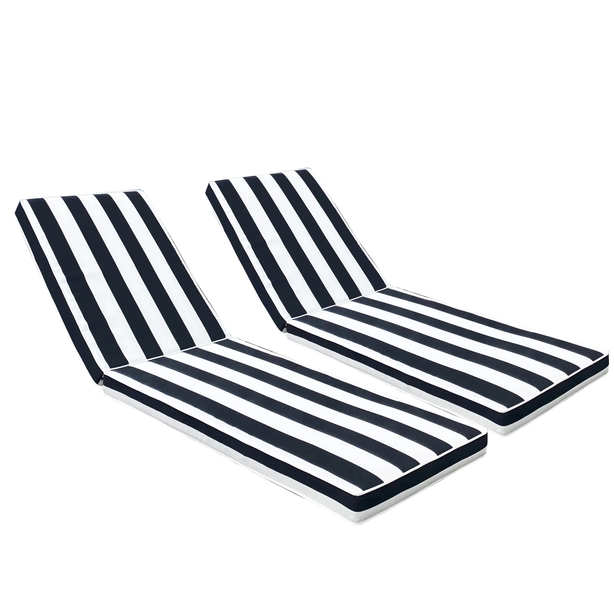 2 Pieces Set Outdoor Patio Chaise Lounge Chair Replacement Cushions Chair Pads,Black White Stripe... | Walmart (US)