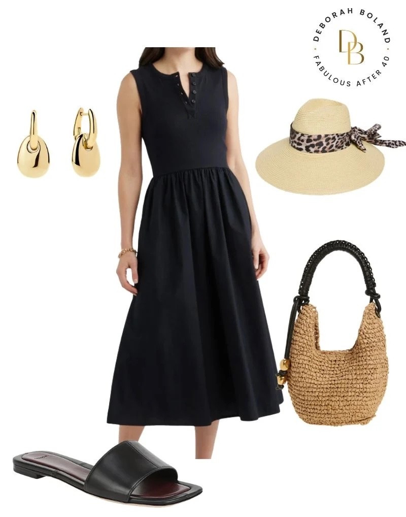 I love a classic black dress, especially when you can style it so many different ways! 🖤 This one feels effortless and chic with the simple silhouette, but the leopard-print hat and woven bag add just the right touch of personality.

I’d wear this for everything from a casual lunch to a day of shopping or a summer getaway. And honestly, a comfortable pair of slides makes it even better! ☀️👜✨

#LTKOver40 #LTKSeasonal #LTKootd