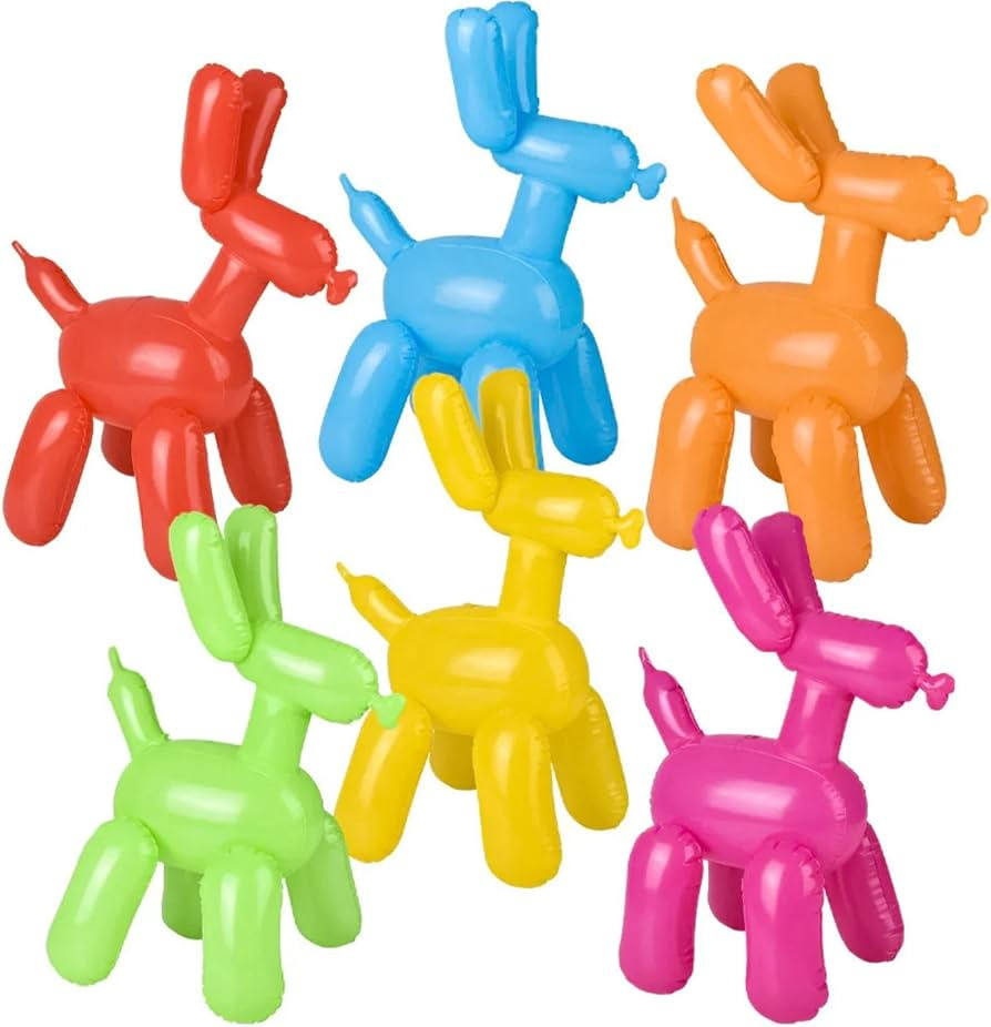 Inflatable Balloon Dogs, 6 Pc Set, 24 Inch Vinyl Decorations, Toys Pool Colorful Photo Prop | Amazon (US)