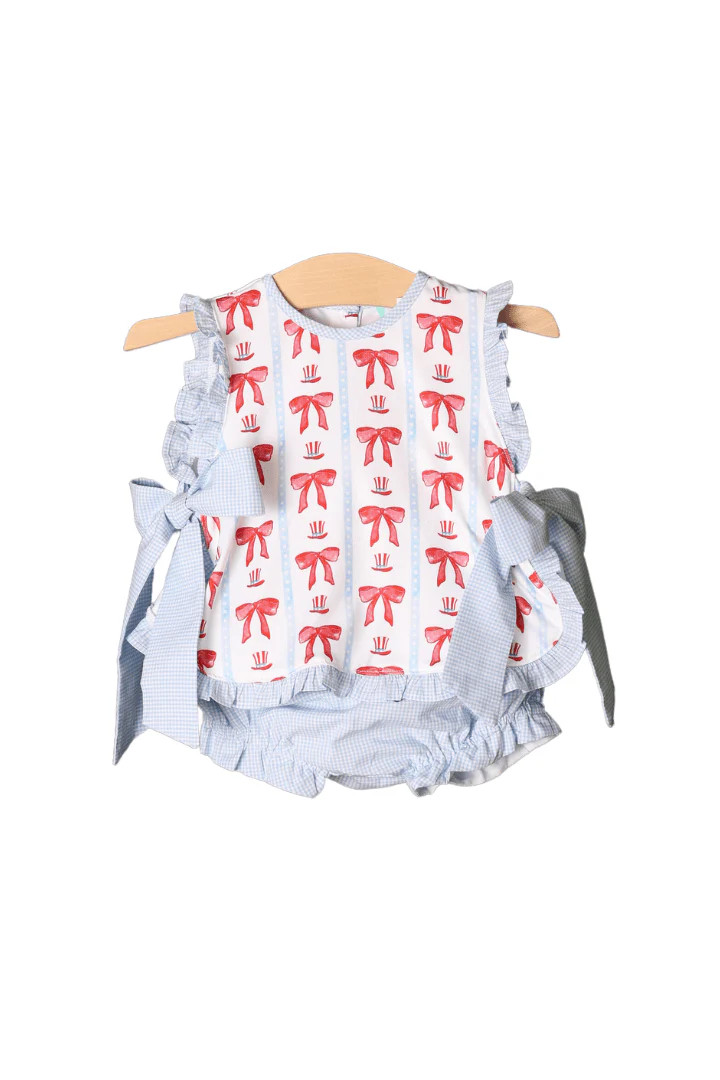 Red White and Bow Apron Set | The Smocked Flamingo