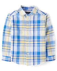 Baby And Toddler Boys Dad And Me Plaid Poplin Button Up Shirt - yellow | The Children's Place