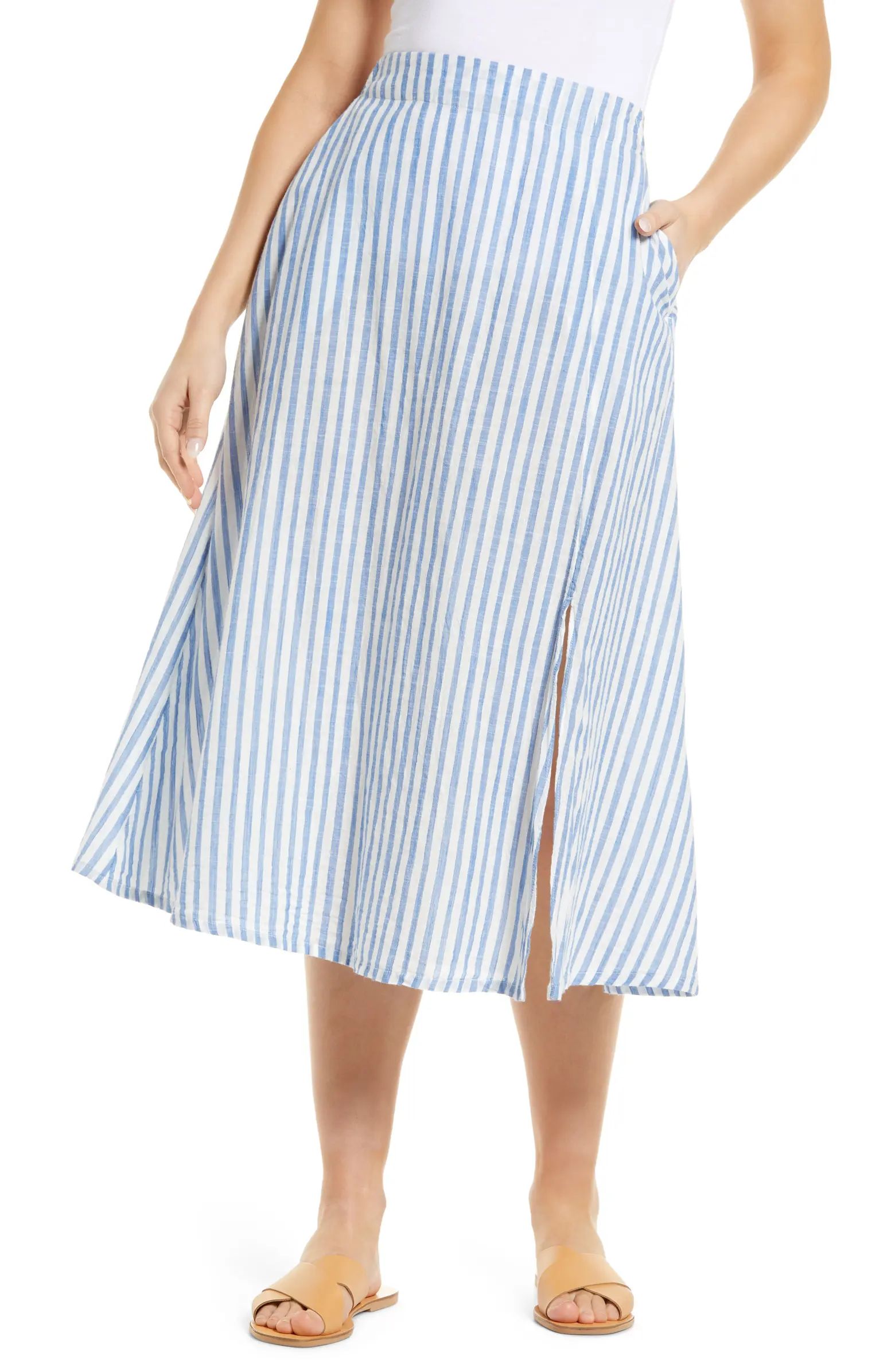 Caslon® Stripe Midi Skirt | Nordstrom | Nordstrom