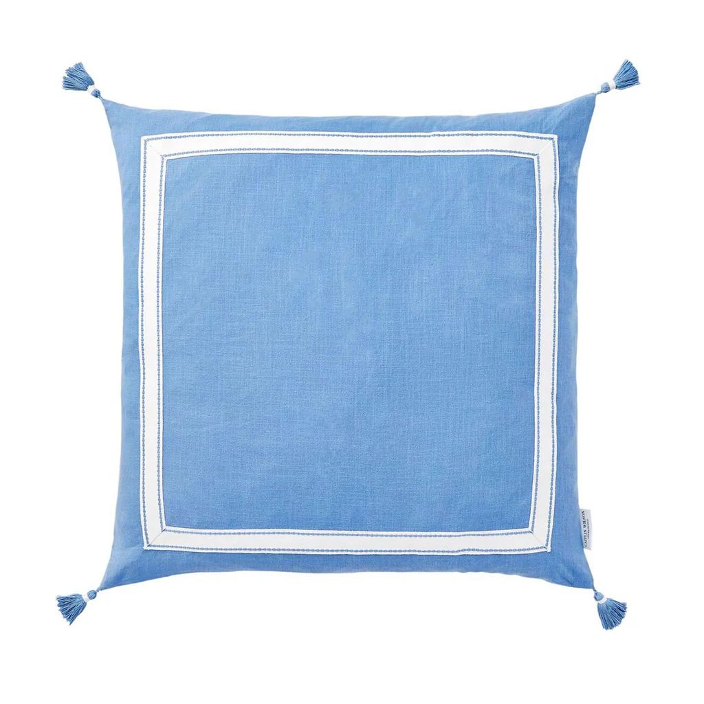 Azure Ribbon Trim Tassel Pillow | Caitlin Wilson Design