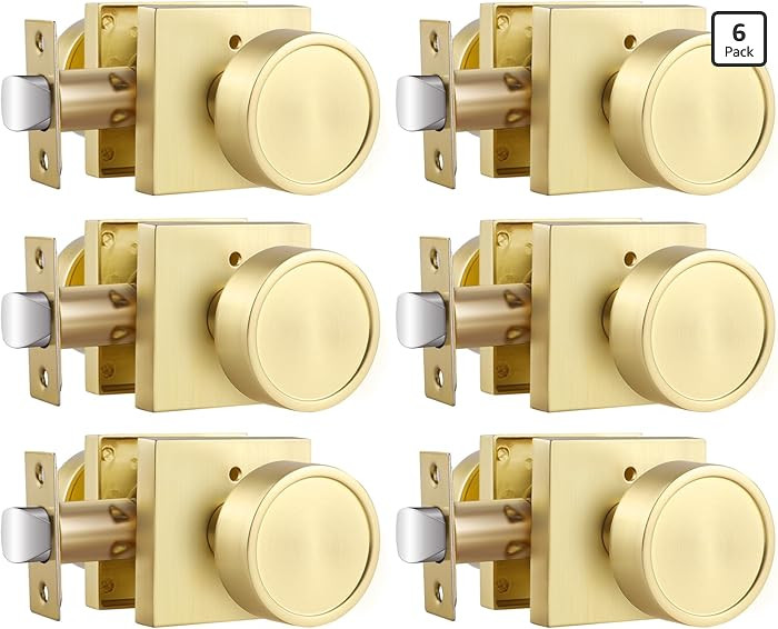 Haidms Gold Door Knobs Interior, Zinc-Alloy Heavy Duty Round Brushed Gold Privacy Door Knobs for ... | Amazon (US)