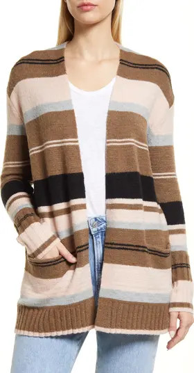 Collarless Open Front Long Cardigan | Nordstrom