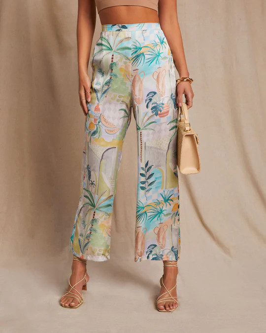 Galapagos Satin Printed Straight Leg Pant | VICI