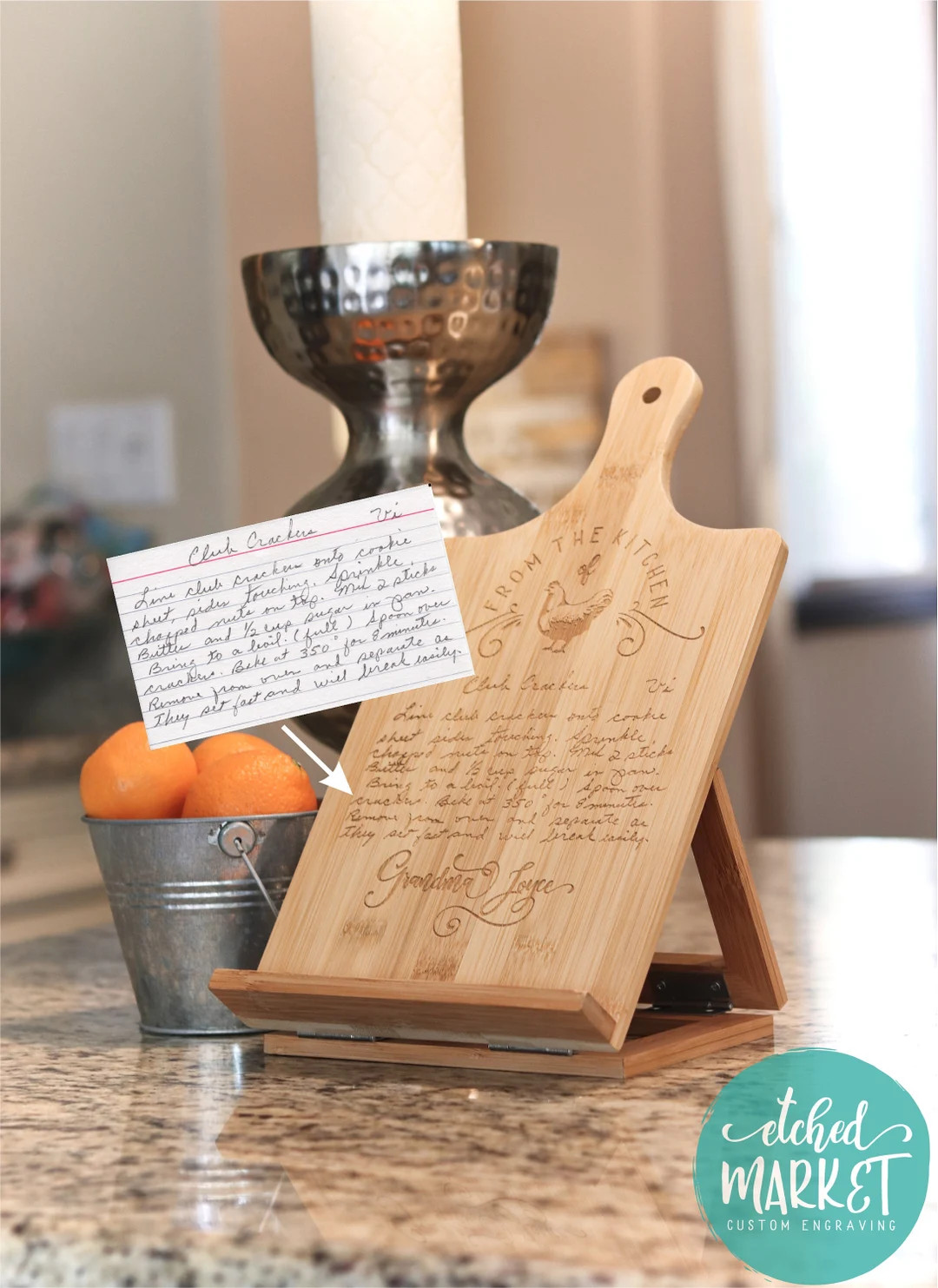 HANDWRITTEN Recipe Engraved Kitchen Stand, Personalized Cookbook iPad Tablet Holder, Memorial Gif... | Etsy (US)