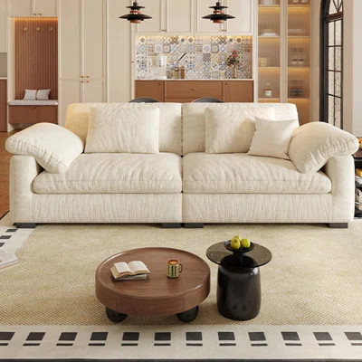 White Chenille Modular Sofa cushion couch | Wayfair North America