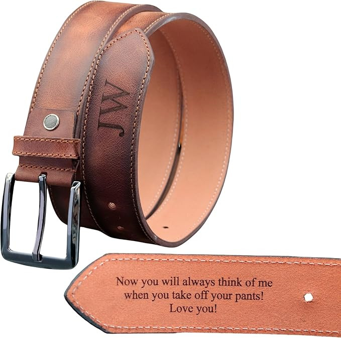 Personalized Leather Belt for Anniversary - Handcrafted Custom Belt for Him, Valentines Day Gift ... | Amazon (US)