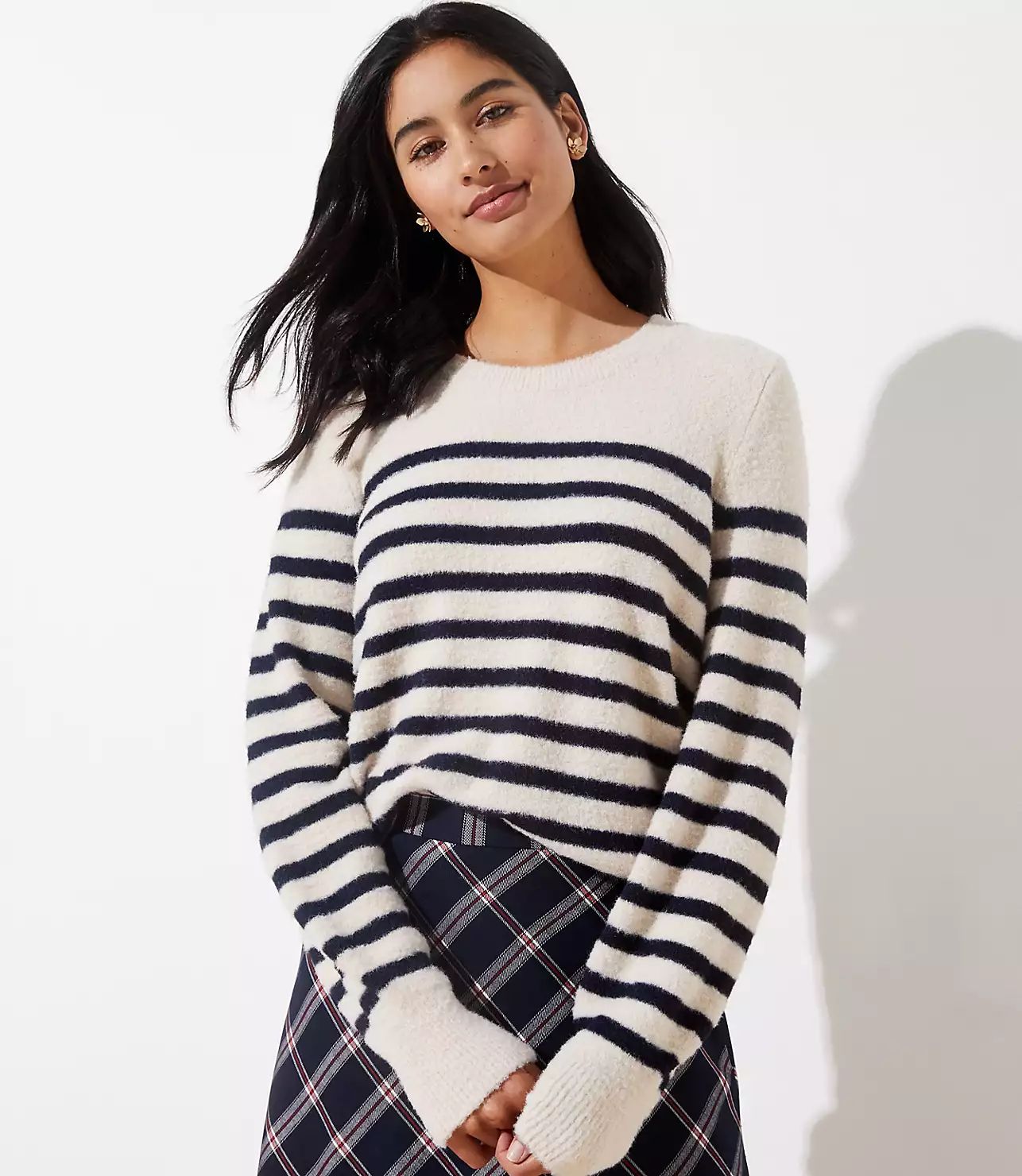 Stripe Draped Sleeve Sweater | LOFT