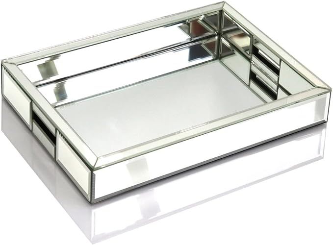 Rectangle Silver Mirror Decorative Tray Size 11” Length x 14” Width x 2” Height, Mirrored V... | Amazon (US)