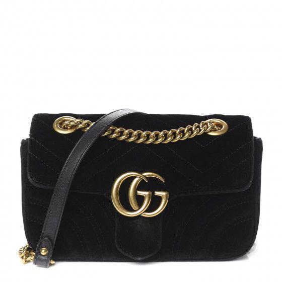 GUCCI Velvet Matelasse Mini GG Marmont Black | Fashionphile