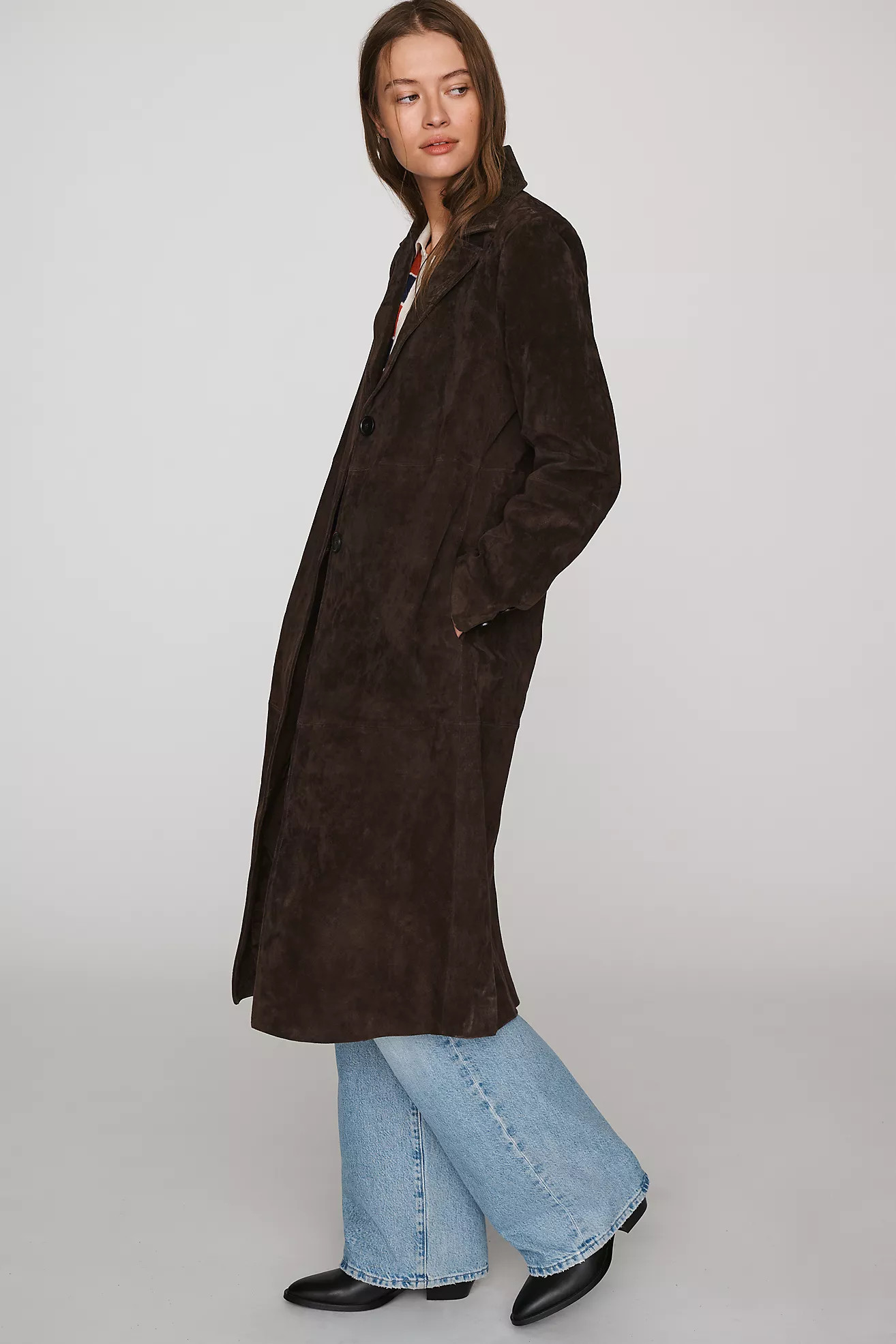 NVLT Rachael Suede Longline Coat | Anthropologie (US)