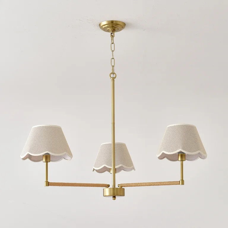 Living Room Light 3-Light Contemporary Rope + Fabric shade Chandelier,Gold Chandelier,Chandelier ... | Walmart (US)