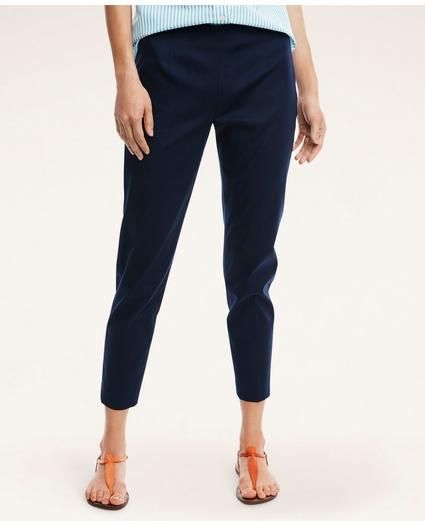 Stretch Cotton Side-Zip Slim Ankle Pants | Brooks Brothers