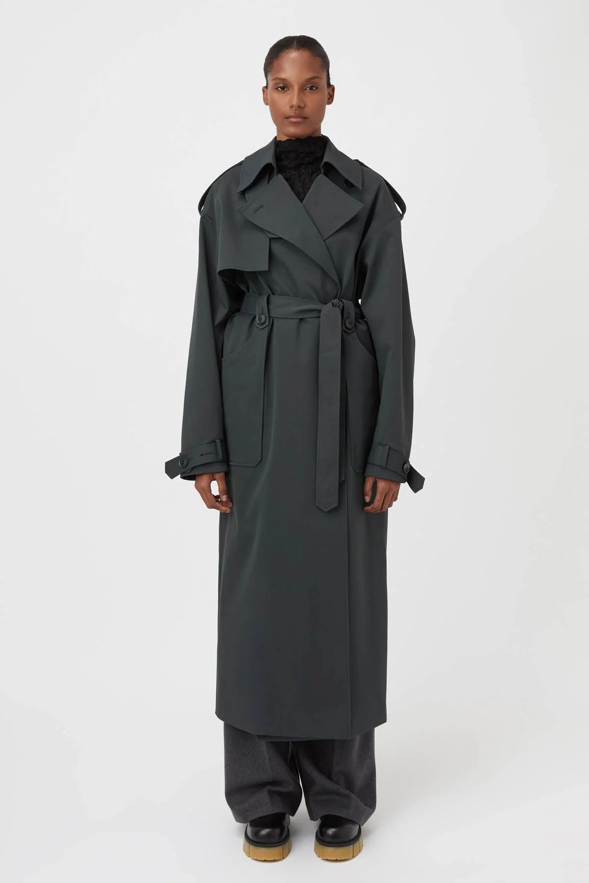 CAMILLA AND MARC Reyes Trench Coat in Charcoal. | Camilla and Marc