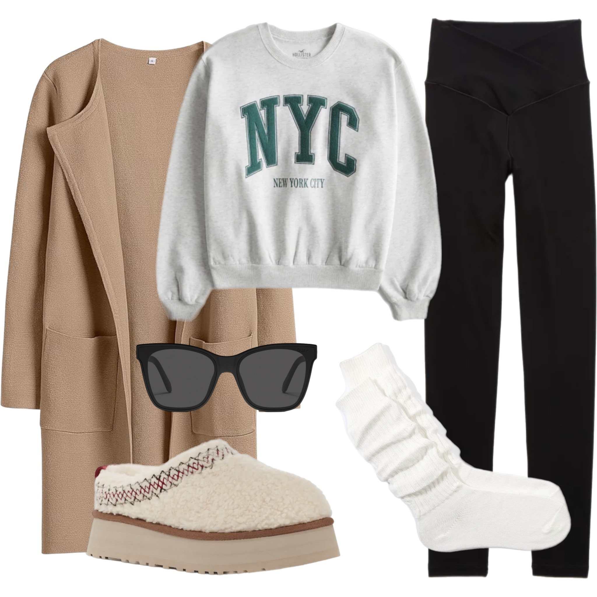 Fall winter outfit inspo 

Graphic sweatshirt 
Leggings
Sherpa uggs
Slouchy socks
Oversized coat

#LTKsalealert #LTKSeasonal #LTKstyletip