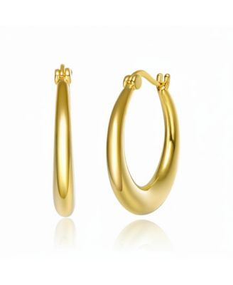 14K Gold Plated Large Hoop Earrings - Gold | Macy's