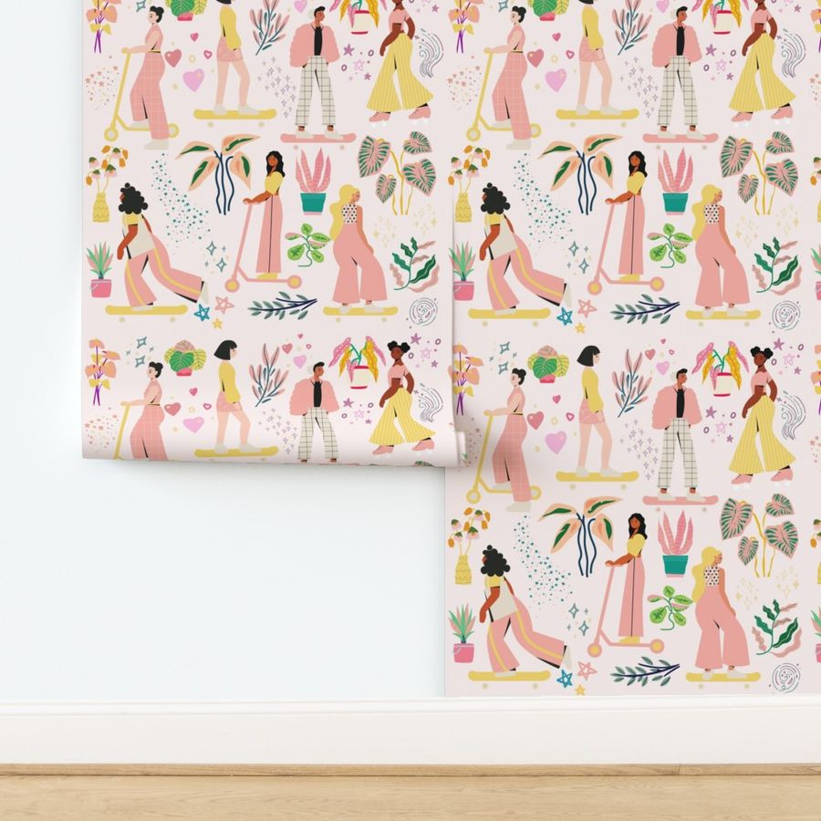 Girls on Wheels | Spoonflower