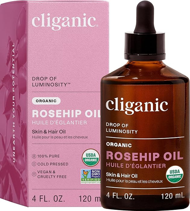 Cliganic Organic Rosehip Seed Oil for Face, 100% Pure | Natural Cold Pressed Unrefined Non-GMO | ... | Amazon (US)