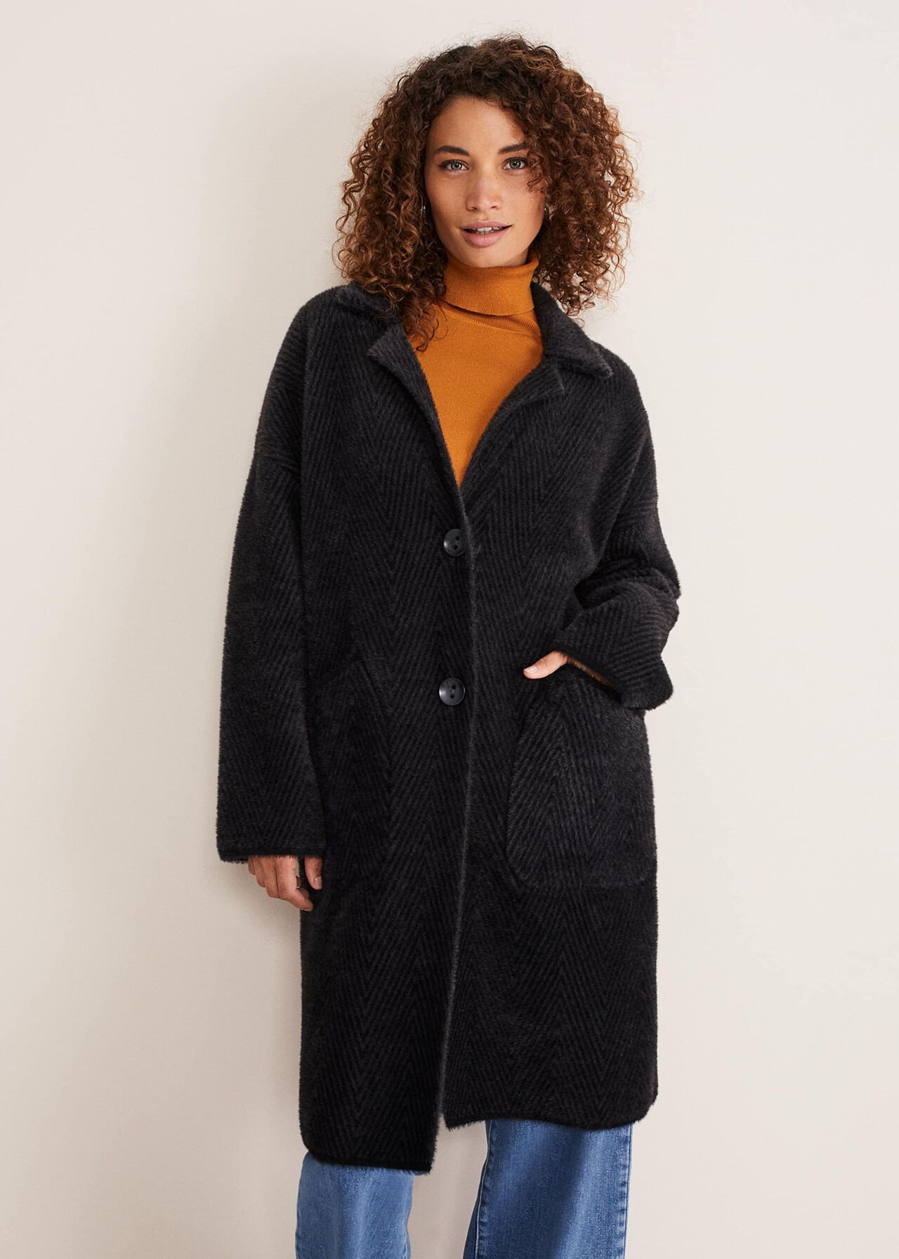 Floressa Fluffy Chevron Coat | Phase Eight (UK)