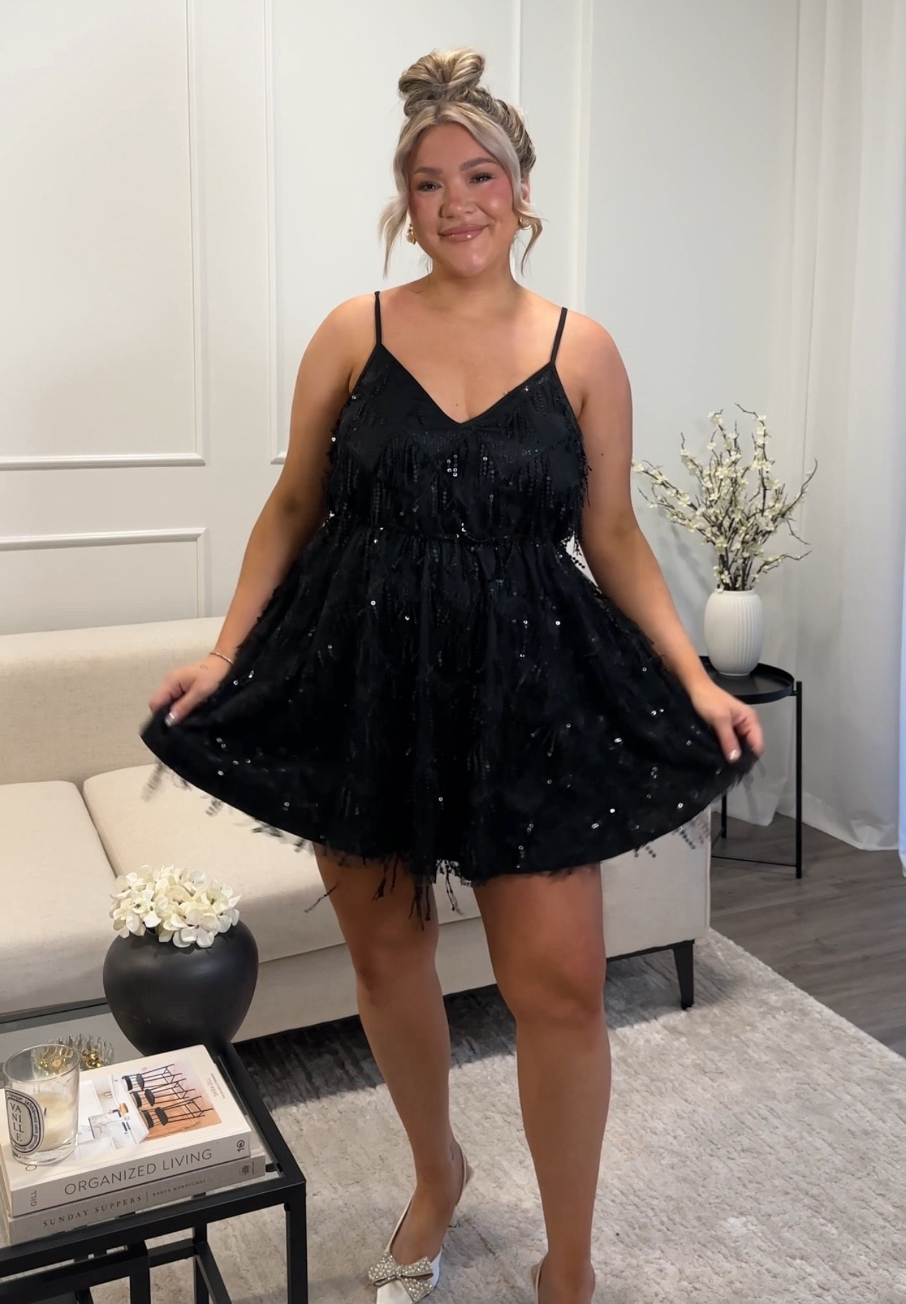 Black sequin dress 

#LTKmidsize #LTKplussize #LTKpartywear