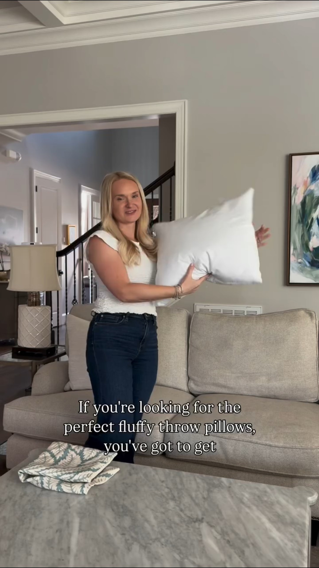 Gorgeous throw pillows are not really about the actual pillow cover at all - it's all about choosing the right insert so you get that luxe, overfilled look that gives you the perfect chop. I've found the best ones and they're from Amazon! I alway purchase inserts that are 2" larger than my pillow cover. For our sofa, I have 22" inserts inside 20" pillow covers. Comment SHOP and I'll send you the link.