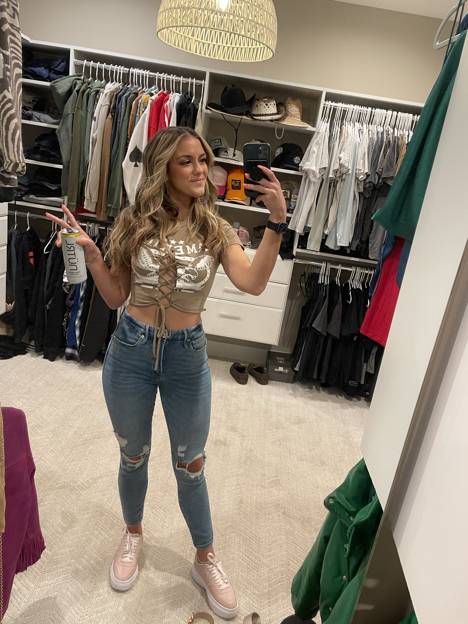 This top is such a fun piece to have! I have it in black and tan; but the tan is currently sold out. And again, these pink Nikes just bring out that extra detail in the fit ;) 

#LTKsalealert #LTKshoecrush #LTKstyletip