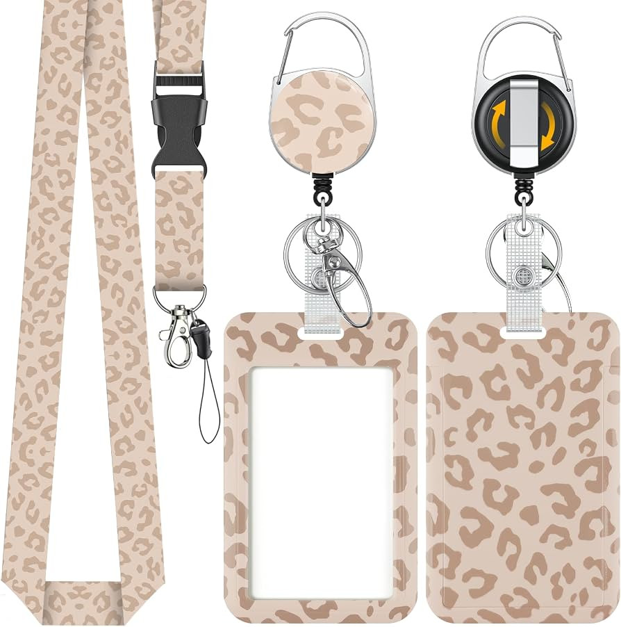 Uniclife Fashionable Sliding Badge Holder Leopard Print Plastic Card Holder with Retractable Badg... | Amazon (UK)