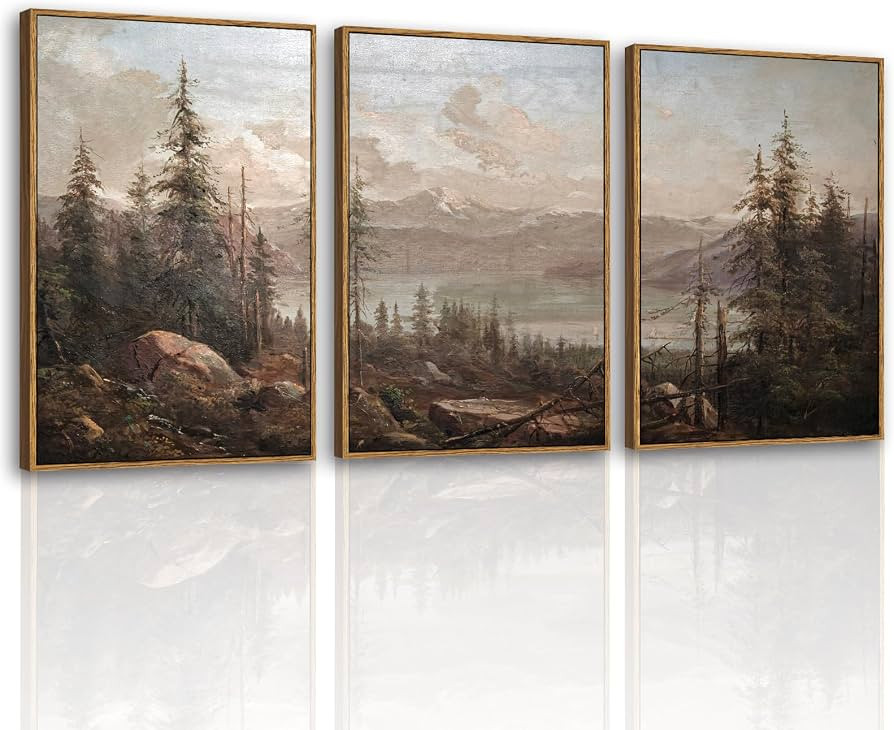 VIYYIEA Large Framed Canvas Wall Art, 3 Pcs, Living Room Vintage Landscape Decor, Nature Wall Art... | Amazon (US)
