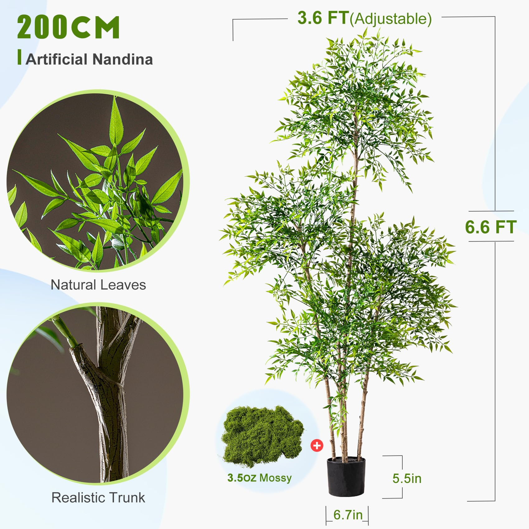 Faux Bamboo Plant Artificial Nandina Tree 7.2FT Artificial Plants Realistic 90% Better Coverage F... | Amazon (US)