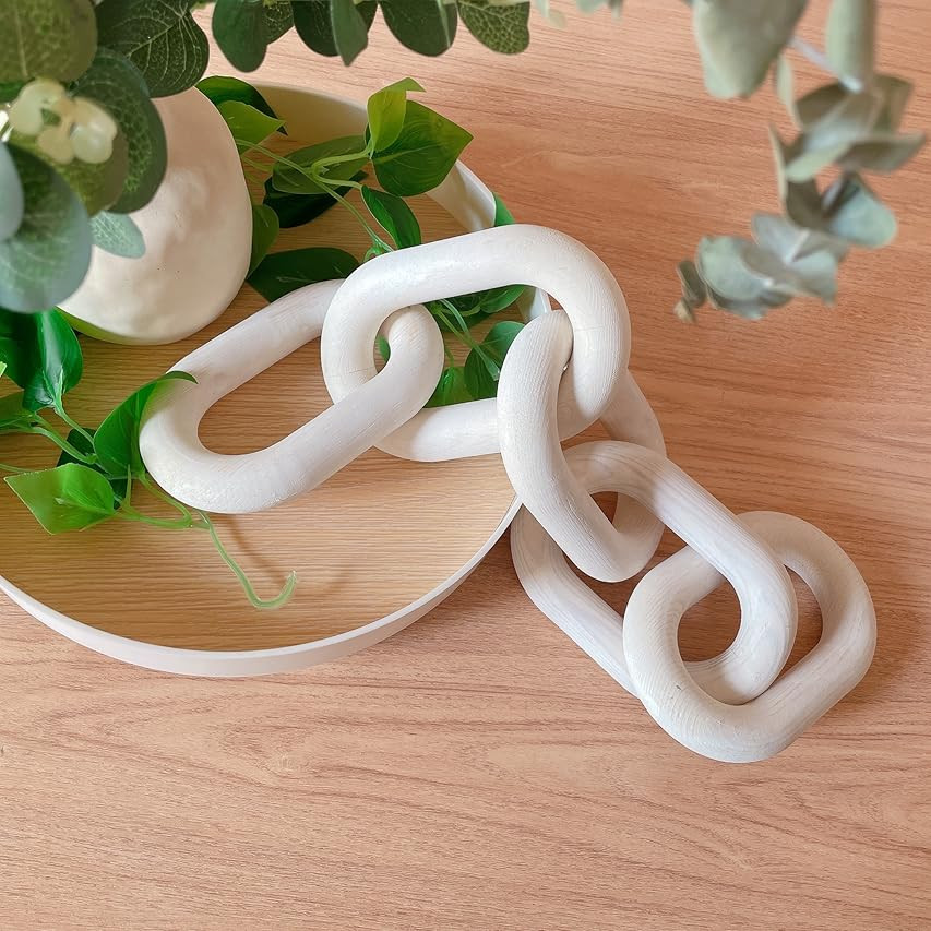 Bloomingville 13" L Decorative Marble Figurine Chain Link, White | Amazon (US)