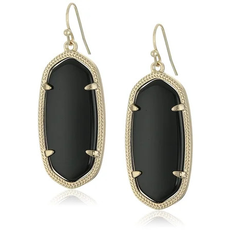 Signature Elle Gold Plated Black Glass Drop Earrings - 4217701740 | Walmart (US)